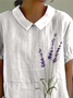 Blouses Simple Floral Été Coton Aucune élasticité Quotidien Demi Manche Régulier Droit pour Femmes