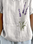 Blouses Simple Floral Été Coton Aucune élasticité Quotidien Demi Manche Régulier Droit pour Femmes