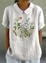 Blouses Simple Floral Été Polyester Aucune élasticité Ample Demi Manche Col Châle Régulier pour Femmes