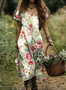Femmes Floral Vert Clair Col V Confortable Robe Maxi Décontracté