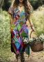 Femmes Géométrique Multicolore Col V Confortable Robe Maxi Décontracté