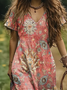 Femmes Floral Comme Image Col V Confortable Robe Maxi Décontracté
