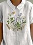 Blouses Simple Floral Été Polyester Aucune élasticité Ample Demi Manche Col Châle Régulier pour Femmes