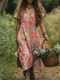 Femmes Floral Comme Image Col V Confortable Robe Maxi Décontracté