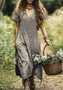 Femmes Géométrique Gris Clair Col V Confortable Robe Maxi Décontracté