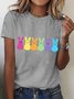 T-shirts Décontracté Été PÂQUES (lapin) Coton Micro-élasticité Vacances Régulier Droit Régulier pour Femmes