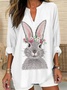 Blouses Femmes Décontracté Printemps / Automne PÂQUES (lapin) Col V Aucune élasticité Quotidien Ample en Mélangé de Coton Régulier