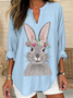 Blouses Femmes Décontracté Printemps / Automne PÂQUES (lapin) Col V Aucune élasticité Quotidien Ample en Mélangé de Coton Régulier