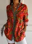 Chemises Décontracté Floral Printemps / Automne Coton Micro-élasticité Quotidien Manches Longues Régulier Col de Chemise pour Femmes