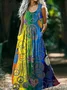Femmes Géométrique Comme Image Col V Confortable Robe Maxi Rétro