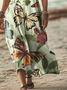 Femmes Floral Comme Image Col V Confortable Robe Maxi Décontracté