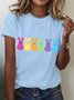 T-shirts Décontracté Été PÂQUES (lapin) Coton Micro-élasticité Vacances Régulier Droit Régulier pour Femmes