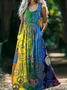 Femmes Géométrique Comme Image Col V Confortable Robe Maxi Rétro