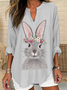 Blouses Femmes Décontracté Printemps / Automne PÂQUES (lapin) Col V Aucune élasticité Quotidien Ample en Mélangé de Coton Régulier