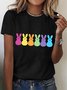 T-shirts Décontracté Été PÂQUES (lapin) Coton Micro-élasticité Vacances Régulier Droit Régulier pour Femmes