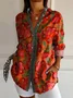 Chemises Décontracté Floral Printemps / Automne Coton Micro-élasticité Quotidien Manches Longues Régulier Col de Chemise pour Femmes