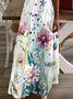 Femmes Floral Blanc Col V Confortable Imprimé Robe Maxi Décontracté