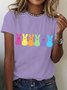 T-shirts Décontracté Été PÂQUES (lapin) Coton Micro-élasticité Vacances Régulier Droit Régulier pour Femmes