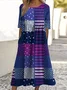 Femmes Géométrique Bleu violet Col Rond Confortable Robe Maxi Décontracté