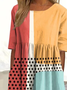 Femmes Bloc de Couleur Comme Image Col Rond Confortable Robe Maxi Décontracté