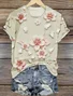 T-shirts Décontracté Floral Été Coton Micro-élasticité Manches Courtes Régulier Trapèze Régulier pour Femmes