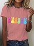 T-shirts Décontracté Été PÂQUES (lapin) Coton Micro-élasticité Vacances Régulier Droit Régulier pour Femmes