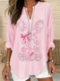 Blouses Femmes Décontracté Printemps / Automne PÂQUES (lapin) Col V Aucune élasticité Quotidien Manches Longues Trapèze Régulier