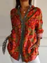 Chemises Décontracté Floral Printemps / Automne Coton Micro-élasticité Quotidien Manches Longues Régulier Col de Chemise pour Femmes