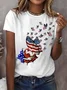 T-shirts Décontracté Été Le jour de l'indépendance (Drapeau) Micro-élasticité Quotidien Jersey Régulier Droit Régulier pour Femmes