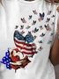 T-shirts Décontracté Été Le jour de l'indépendance (Drapeau) Micro-élasticité Quotidien Jersey Régulier Droit Régulier pour Femmes