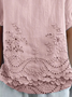 Blouses Femmes Décontracté Plain Été Coton Ample Demi Manche Col Châle Droit Régulier