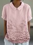 Blouses Femmes Décontracté Plain Été Coton Ample Demi Manche Col Châle Droit Régulier