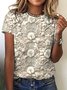 T-shirts Décontracté Floral Été Micro-élasticité Quotidien Col Rond Régulier Trapèze Régulier pour Femmes