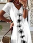 Femmes Floral Blanc Col V Confortable Imprimé Robe Maxi Décontracté