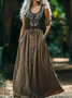 Femmes Ethnique Géométrie Comme Image Col V Confortable Robe Maxi Rétro