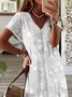 Femmes Floral Blanc Col V Confortable Imprimé Robe Maxi Décontracté