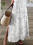 Femmes Floral Blanc Col V Confortable Imprimé Robe Maxi Décontracté
