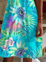 Femmes Floral Vert Col V Confortable Robe Mi-Longue Décontracté