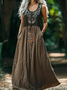 Femmes Ethnique Géométrie Comme Image Col V Confortable Robe Maxi Rétro