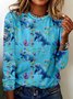 T-shirts Femmes Décontracté Floral Printemps / Automne Coton Quotidien Coupe Régulière Manches Longues Trapèze Régulier