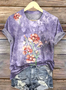 T-shirts Femmes Décontracté Floral Été Micro-élasticité Coupe Régulière Manches Courtes Régulier Trapèze Régulier