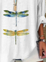 Blouses Décontracté Printemps / Automne Libellule Col V Aucune élasticité Quotidien Ample Manches Longues en Mélangé de Coton pour Femmes