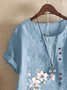 Blouses Femmes Décontracté Floral Été Polyester Domestique Coupe Régulière Col Rond Régulier Droit
