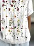 Blouses Simple Floral Été Quotidien Demi Manche Col Châle Régulier Droit Régulier pour Femmes