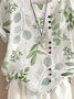 Blouses Femmes Simple Floral Été Coton Aucune élasticité Domestique Coupe Régulière Col Rond Régulier