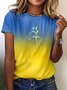 T-shirts Décontracté Floral Été Polyester Micro-élasticité Quotidien Col Rond Régulier Trapèze pour Femmes