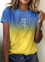 T-shirts Décontracté Floral Été Polyester Micro-élasticité Quotidien Col Rond Régulier Trapèze pour Femmes