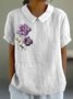 Blouses Femmes Simple Floral Été Coton Quotidien Ample Demi Manche Régulier Régulier