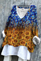 T-shirts Femmes Décontracté Floral Printemps / Automne Polyester Micro-élasticité Quotidien Ample Manches Longues Régulier