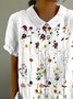Blouses Simple Floral Été Quotidien Demi Manche Col Châle Régulier Droit Régulier pour Femmes